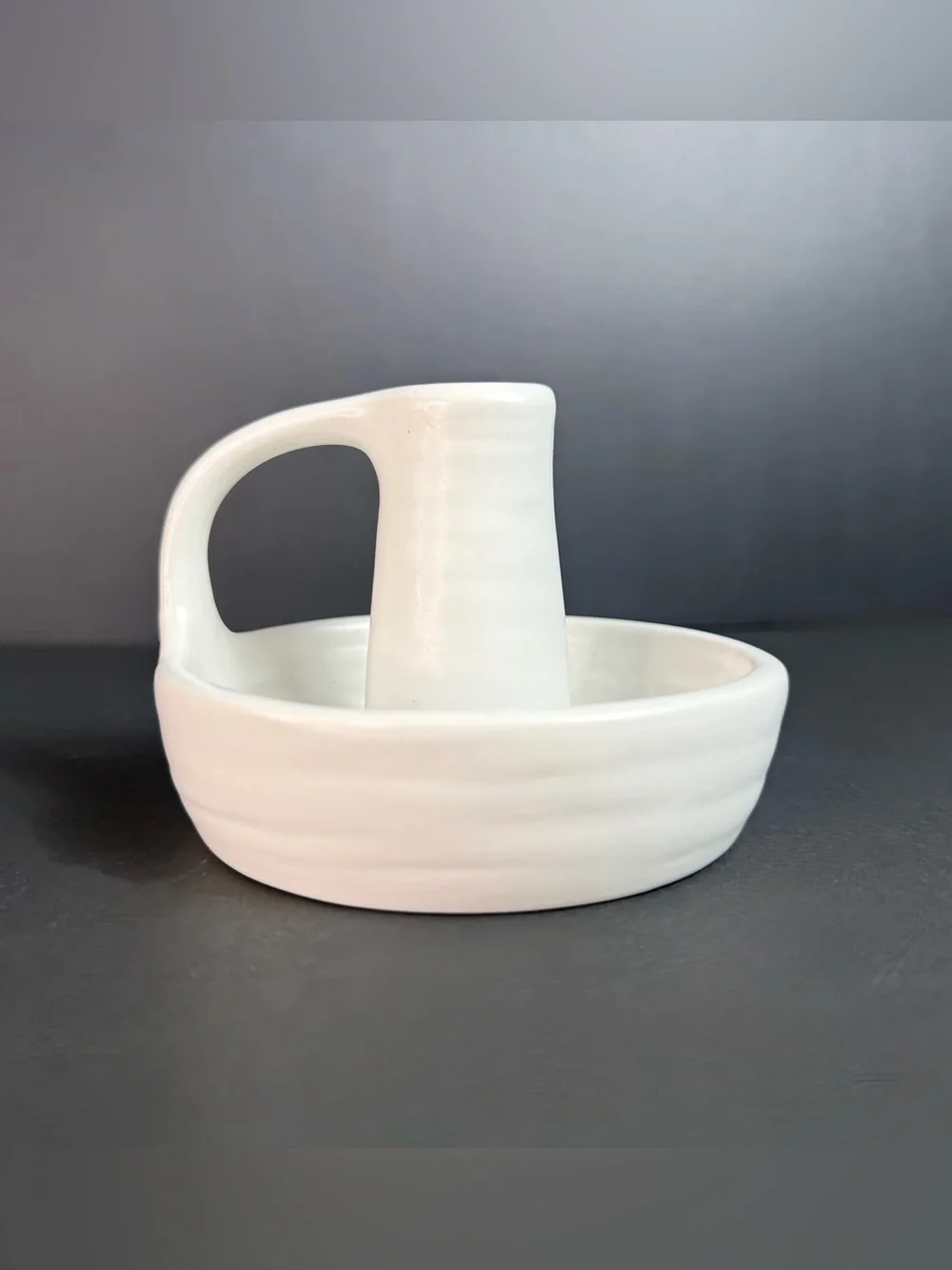 IKEA GODTAGBAR Candlestick Candle Holder with Handle Ceramic White 8 cm 3